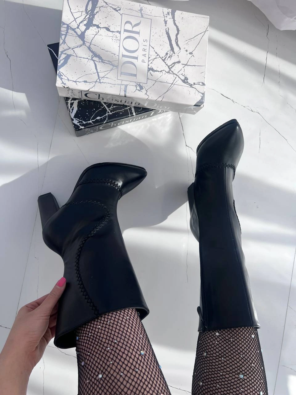 بوت پاشنه دار چرم ، مدل سایدا