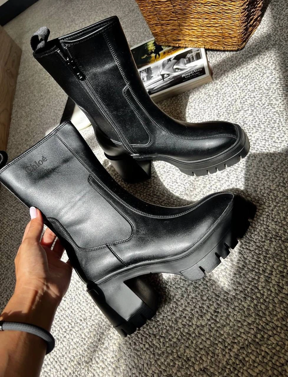 بوت پاشنه دار چرم ، مدل سایدا