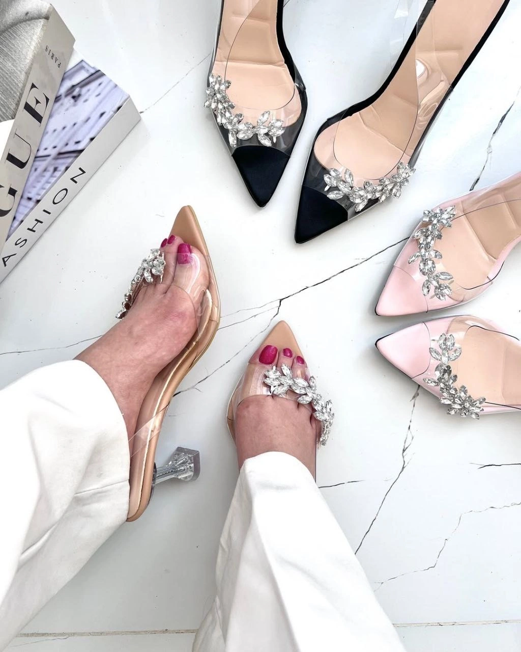 کفش طلقی جلوباز،  مدل شاهیکا پاشنه کوتاه