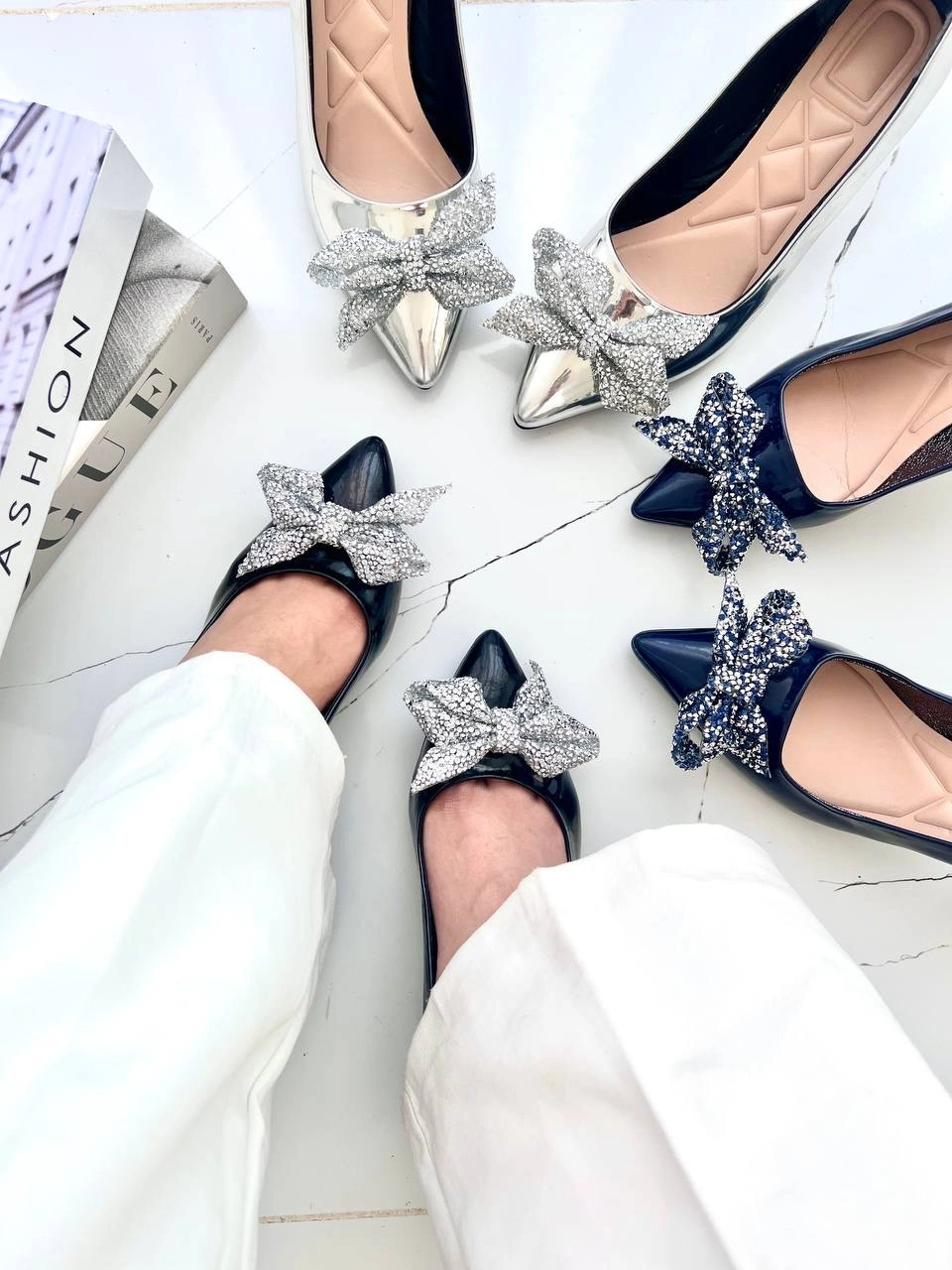 کفش استلتو پاپیون دار  ، مدل لانیا پاشنه کوتاه