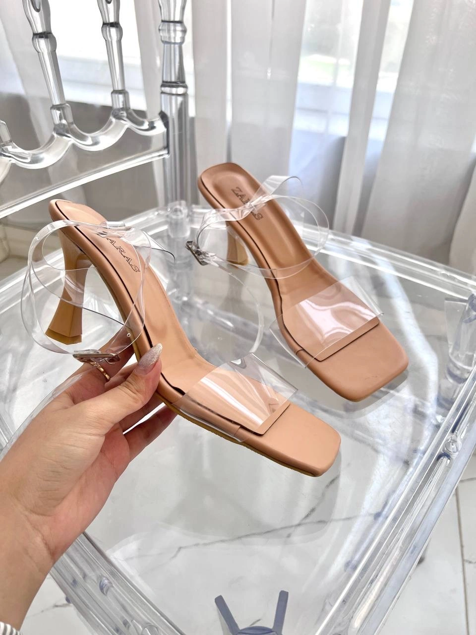 صندل طلقی پاشنه رنگی ، مدل هلیا