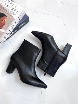 نیمبوت چرم ساده پاشنه کوتاه