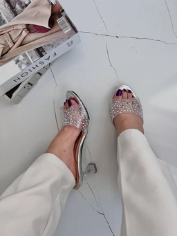 صندل تک طلق مرواریدی، مدل هیلدا پاشنه بلند